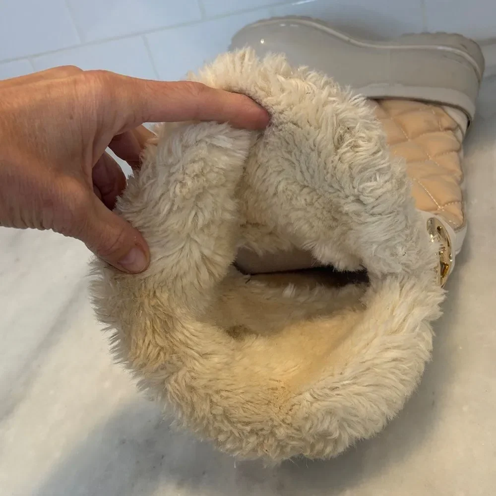 Michael Kors Boots Fulton Harness Quilted Tall Fur Lined Rainboots Winter Size 6 - Picture 9 of 17